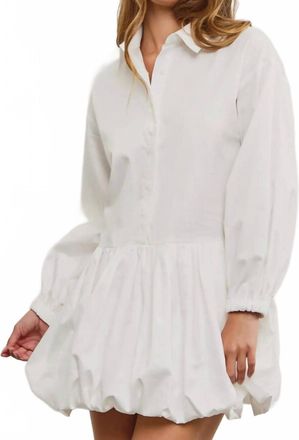 Mustard Seed Button Down Balloon Dress In White