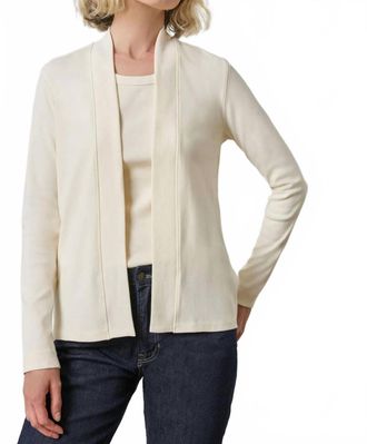 Lilla P Classic Open Cardigan In Cream