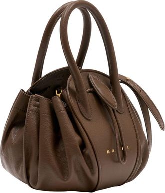 Marni Womens Shoulder Bag Brown Calfskin