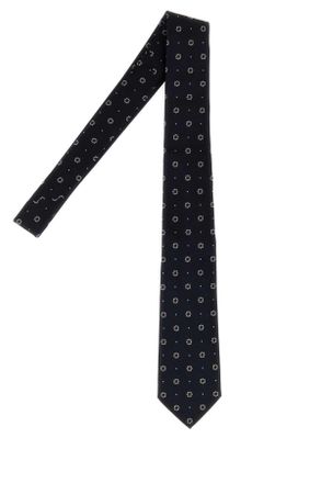 Saint Laurent Fleurs Necktie - Navy
