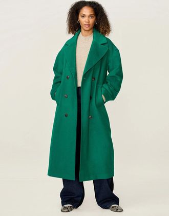Omnes Womens Tina Wool Blend Coat in Green - Size: 18/20