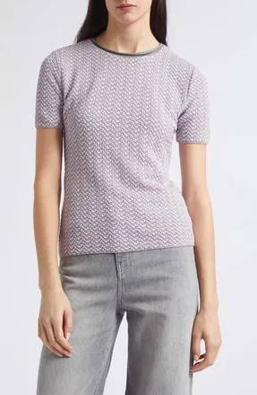 Emporio Armani Geometric Jacquard Jersey Tee in Lilac at Nordstrom, Size X-Small
