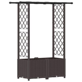 vidaXL Cama Elevada Con Trellis Y Techo Marr&oacute;n 124,5 X 40 X 138 Cm Pp Vidaxl