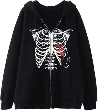 Generic Rrongwn Mens Y2K Zip Up Hoodies Long Sleeve Graphic Star Print Hooded Jacket Oversized Goth Harajuku Sweatshirt Womens Punk Grunge Streetwear, black, 