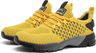 Generic Yellow High-Top Performance Athletic Sneakers - Breathable Mesh, Lightweight Non-Slip Running Shoes for Men & Women (Yellow,3.5)