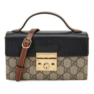 Gucci (WMNS) Gucci Padlock Metallic Logo Canvas Box Mini Ebony / Black Handbag 652683-96GAG-9785