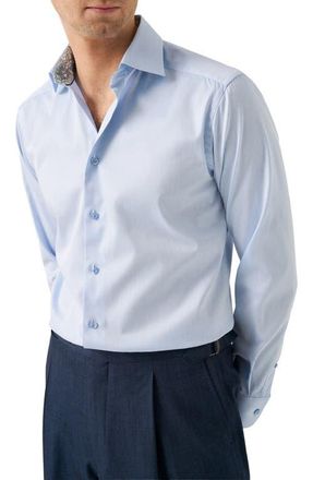 Eton Slim Fit Twill Dress Shirt in Light Blue at Nordstrom, Size 16.5