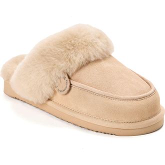 Dearfoams Fireside Melville Genuine Shearling Scuff Slipper in Sand at Nordstrom, Size 10