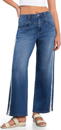 HINT OF BLU Dasis Chain Inset Barrel Leg Jeans in Emma Blue at Nordstrom, Size 26