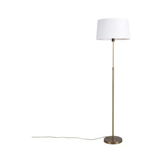 QAZQA Floor Lamp Bronze with Linen Lampshade White 45 cm Adjustable - Parte