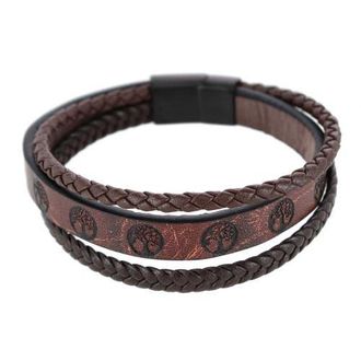 Trafalgar Store Heritage Oak Tree Leather Tri-Stranded Leather Bracelet in Brown at Nordstrom