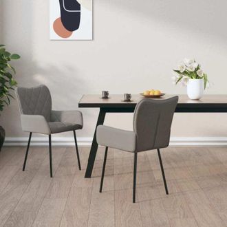 vidaXL Vidaxl - Sillas De Comedor Giratorias 2 Unidades Tela Gris Claro
