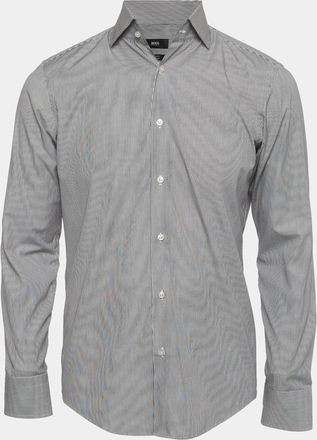 HUGO BOSS Boss By Hugo Boss Grey/white Striped Cotton Regular Fit Shirt