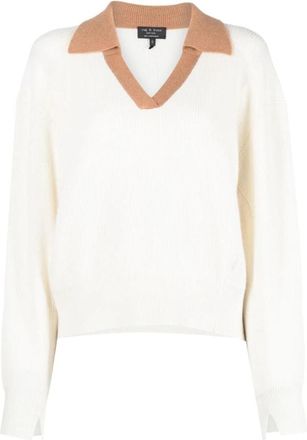 Rag & Bone Beige Cashmere Polo Sweater - Dames - Cashmere truien - Beige - L - Kasjmier - Truien & Vesten