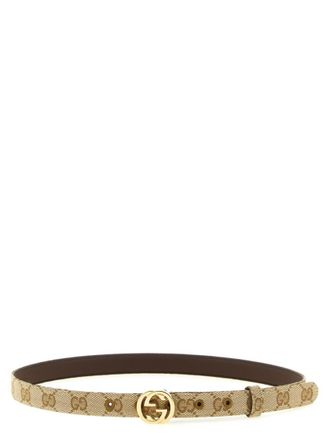 Gucci Beige GG Logo Formal Belt