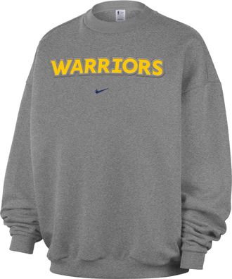Nike Mens Golden State Warriors Standard Issue Fleece Crew in Grey | II6283-063