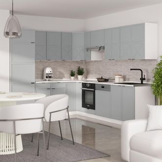 Vicco Cocina Esquinera Fame-line, Azul Claro-gris-blanco, 227 X 287 Cm, Et Antracita, Vicco