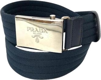 Prada Pre-owned Canvas Belt - unisex - Vintage Accessoires - Blauw - ONE Size - Leer - Vintage