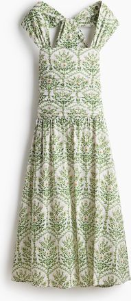 H&M Neckholder-Kleid aus Popeline - Weiss/Gebl&uuml;mt