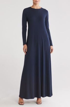 Go Couture Long Sleeve Maxi Dress in Navy Rib at Nordstrom Rack, Size X-Large