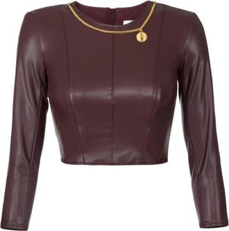Elisabetta Franchi Top met ketting en bedel - Dames - Longsleeves - Paars - XL - Tops