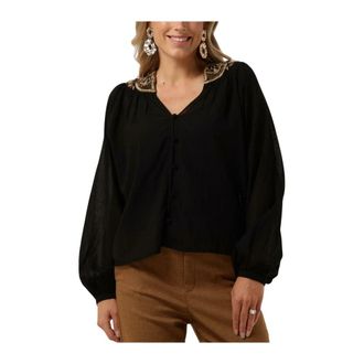 Louizon Zwarte Woohoo Top Blouse - Dames - Blouses - Zwart - XS - Overhemden