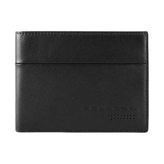 Piquadro Wallets & Cardholders, male, Black, ONE SIZE, Black Leather Wallet with Coin Pocket