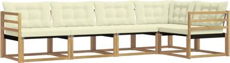 vidaXL Conjunto De Sof&aacute;s De Exterior 5 Uds. Blanco Y Crema Vidaxl