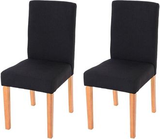Hhg Hhg - Lote De 2 Sillas De Comedor Silla De Cocina Littau, Textil, Negro, Patas Claras