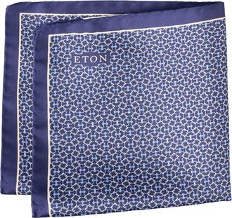 Eton Geometric Silk Pocket Square in Navy at Nordstrom