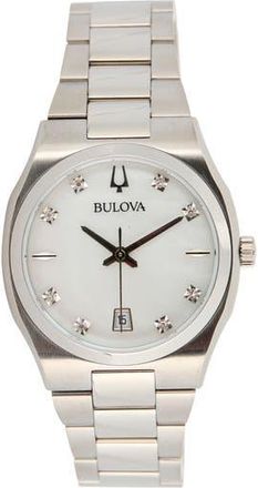 Bulova Surveyor Diamond Bracelet Watch, 34mm in Silver at Nordstrom Rack