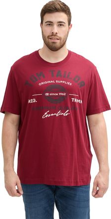 Tom Tailor T-Shirt TOM TAILOR PLUS, Damen, Gr. 4XL, deep rot, Single Jersey, Obermaterial: 100% Baumwolle, bedruckt, bequem h&uuml;ftbedeckend, Rundhals, Shirts T-Shi
