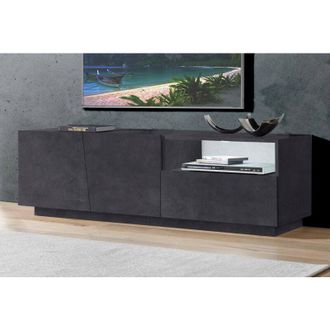 Dmora Mobile da soggiorno Porta tv, Made in Italy, Supporto per tv da salotto a 2 ante e 1 cassetto, cm 150x43h46, colore Grigio Ardesia, con imballo