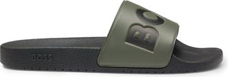 BOSS ARYEH POOL SLIDERS Size: 10, colour: GREEN