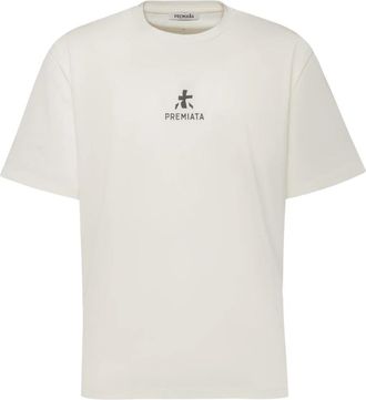Premiata Katoenen T-shirt met bonded details - Heren - T-shirts - Wit - L - Katoen - Tops