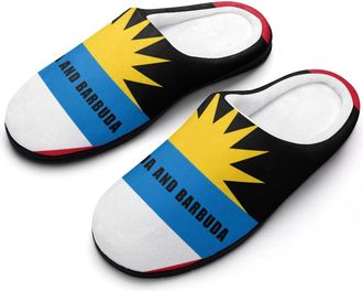 Generic Antiguan And Barbuda Flag Slippers Men Winter Warm Cotton Anti-Slip Indoor Slip-Ons House Shoes