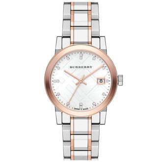 Burberry Womens BU9127 Silver Dial Two-tone Ladies Watch - Silver & Rose Gold Stainless Steel - One Size