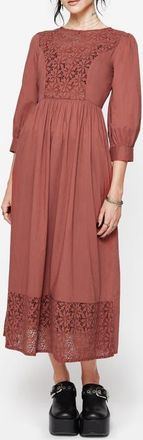 Disturbia Cavern Cotton Broderie Midi Dress in Red at Nordstrom, Size 6