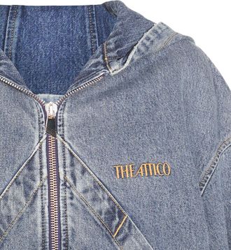 The Attico Womens Hooded Denim Jacket - Light Grey Cotton - Size EU 38 (Womens)