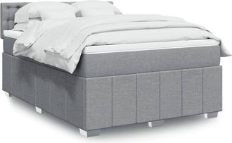 vidaXL Cama Box Spring Con Colch&oacute;n Tela Gris Claro 160x200 Cm Vidaxl