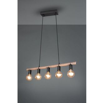 Trio Leuchten Vintage Suspension Black Einar Barbell And Rope Trio Iluminaci&oacute;n