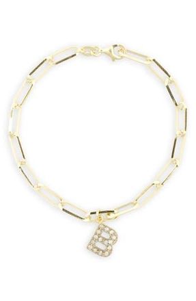 Meshmerise Diamond Initial Charm Bracelet in Yellow-B at Nordstrom Rack