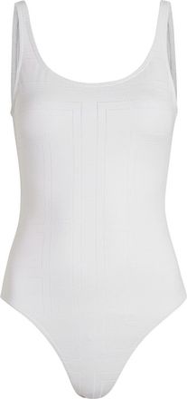 Toteme Monogram Pointelle Swimsuit - White - S (UK8-10 / S)