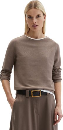 Marc O'Polo Strickpullover MARC OPOLO, Damen, Gr. XL, chalky braun, Strick, Obermaterial: 100% Baumwolle, slim fit, U-Boot-Ausschnitt, Rollkante, Pullover Strickp