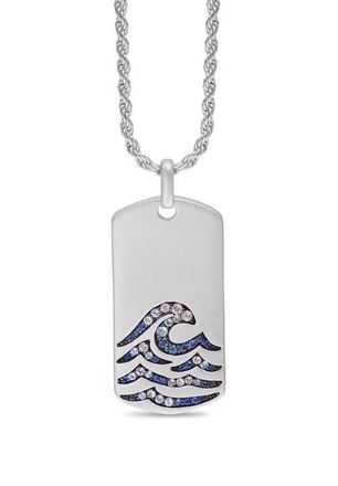 LuvMyJewelry Breaking Waves Sapphire & Topaz Silver Tag Necklace at Nordstrom