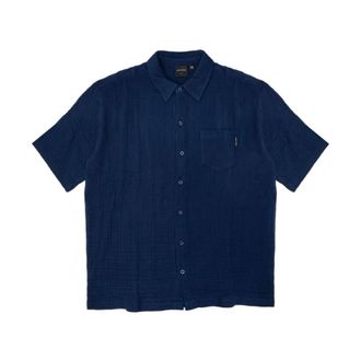 Daily Paper Clothing Seersucker Shirt met Korte Mouwen - Heren - Korte mouwen Overhemden - Blauw - S - Katoen - Overhemden
