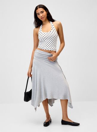 Twik Womens Turnover waist asymmetrical midi skirt