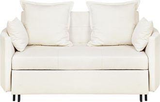 Beliani Sof&aacute; Cama 2 Plazas Beige Claro Funci&oacute;n De Dormir Reposabrazos Perfilados Hovin