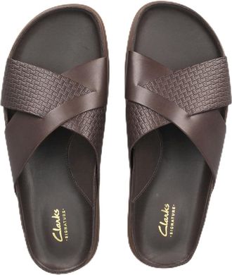 Clarks Mens Torford Cross Slide Sandal, Brown Leather, 8.5 UK