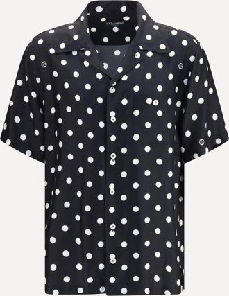 Dolce & Gabbana Polka dot silk twill Shirt Male 42